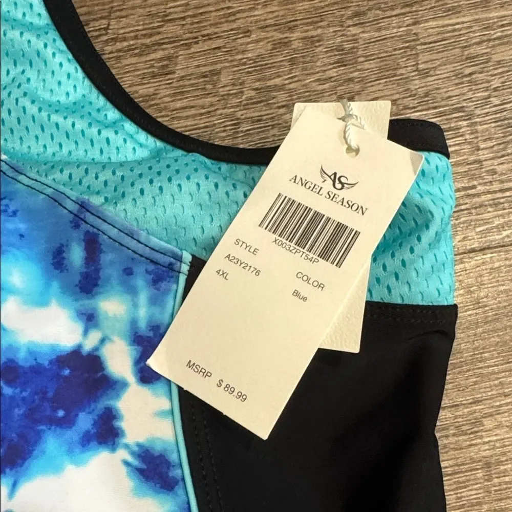 SZ 4xl Tankini Swimsuits Top Tummy Control Bathing‎ Suits Zippered